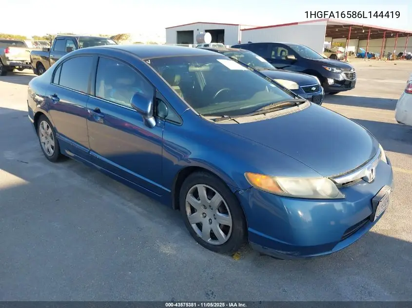 1HGFA16586L144419 2006 Honda Civic Lx