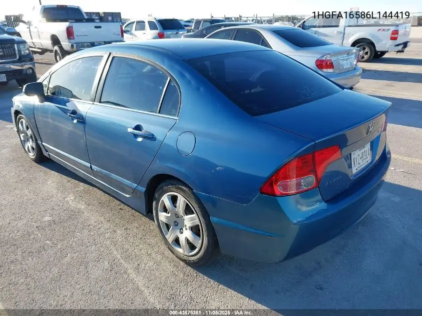 1HGFA16586L144419 2006 Honda Civic Lx
