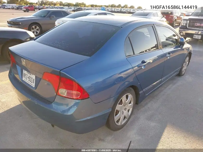 1HGFA16586L144419 2006 Honda Civic Lx