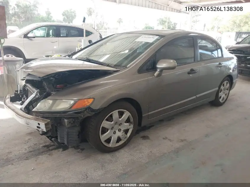 1HGFA16526L138308 2006 Honda Civic Lx