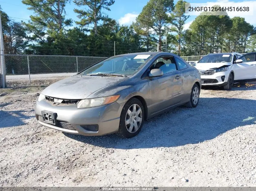 2HGFG12646H516638 2006 Honda Civic Lx