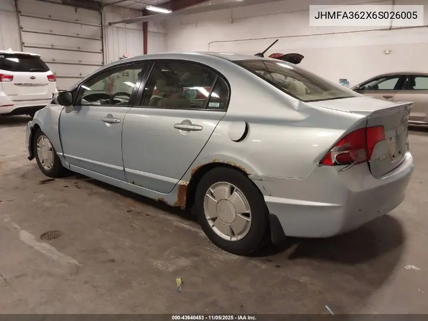 JHMFA362X6S026005 2006 Honda Civic Hybrid