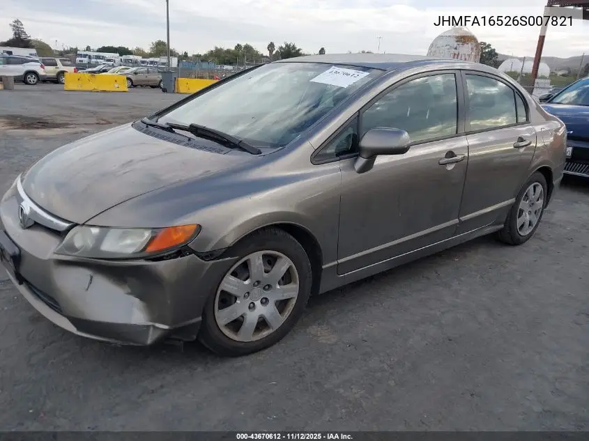 JHMFA16526S007821 2006 Honda Civic Lx