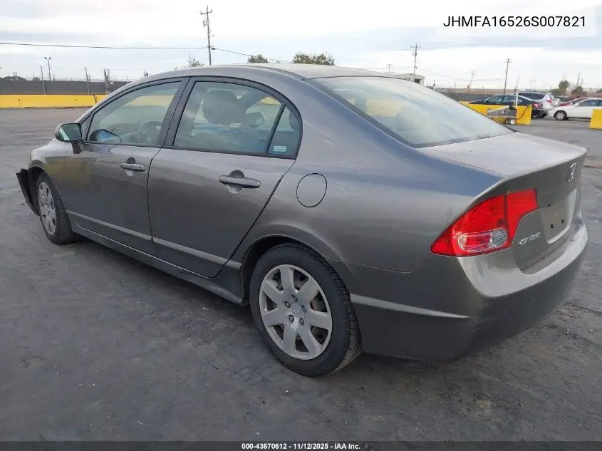 JHMFA16526S007821 2006 Honda Civic Lx