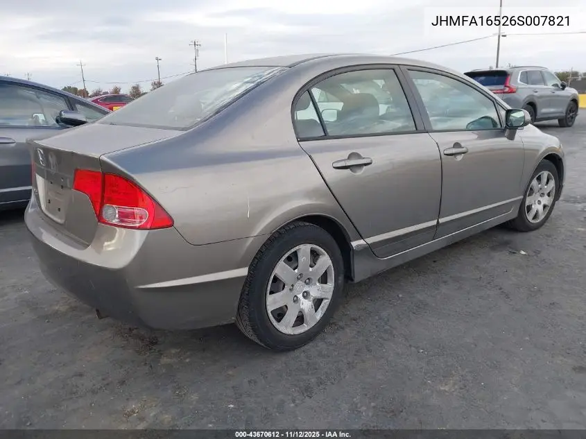 JHMFA16526S007821 2006 Honda Civic Lx