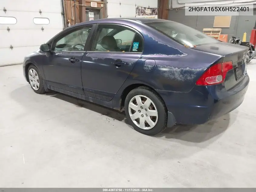 2HGFA165X6H522401 2006 Honda Civic Lx