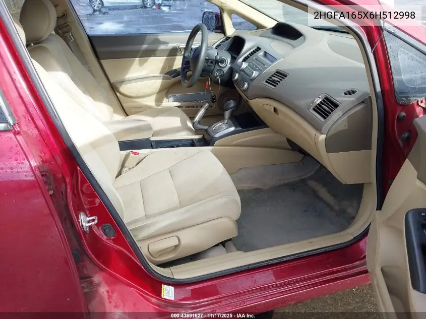 2HGFA165X6H512998 2006 Honda Civic Lx
