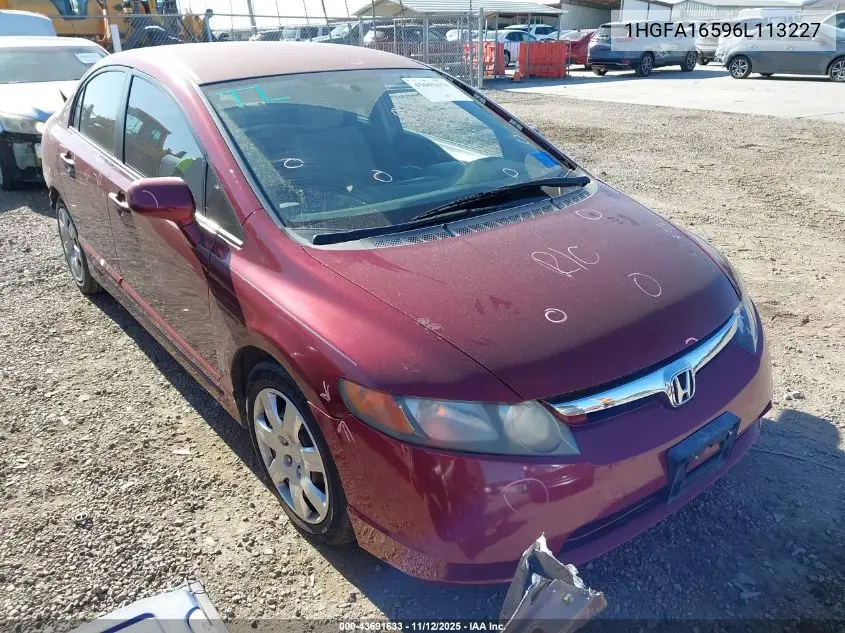 1HGFA16596L113227 2006 Honda Civic Lx