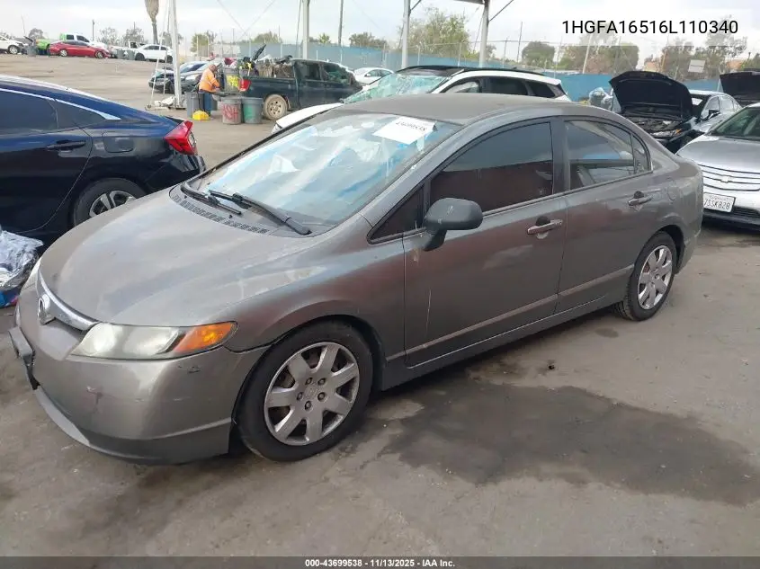 1HGFA16516L110340 2006 Honda Civic Lx