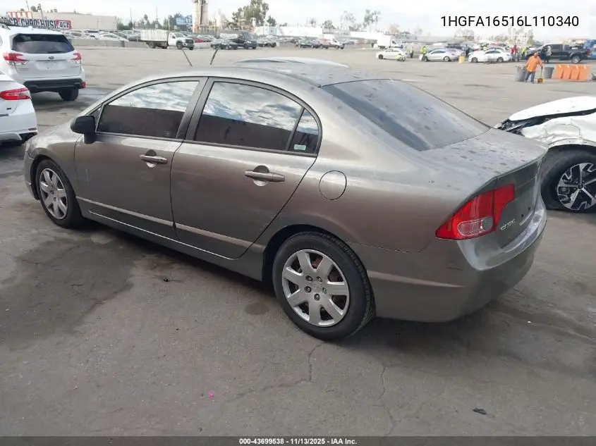 1HGFA16516L110340 2006 Honda Civic Lx