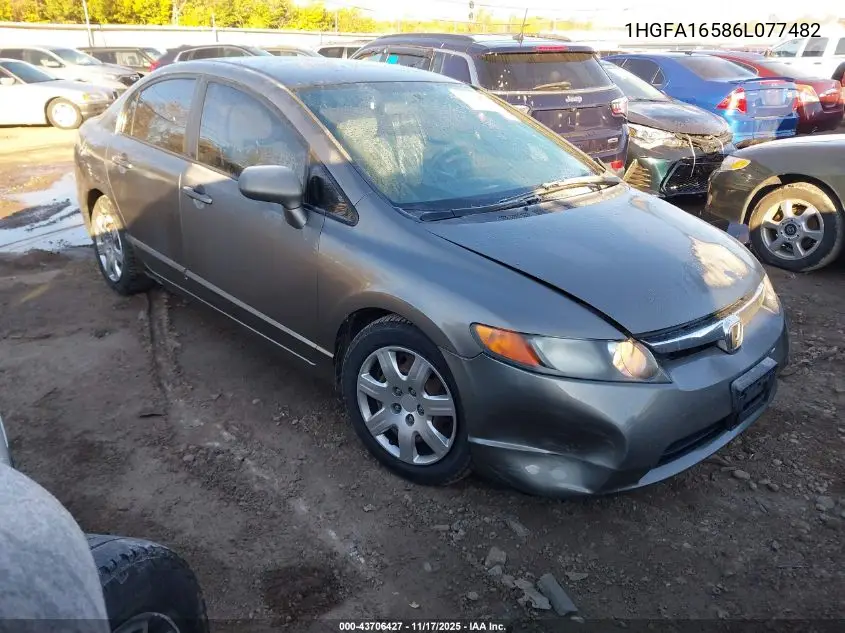 1HGFA16586L077482 2006 Honda Civic Lx