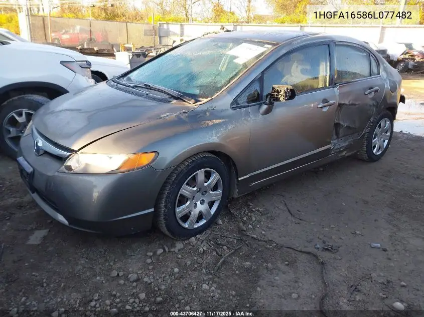 1HGFA16586L077482 2006 Honda Civic Lx