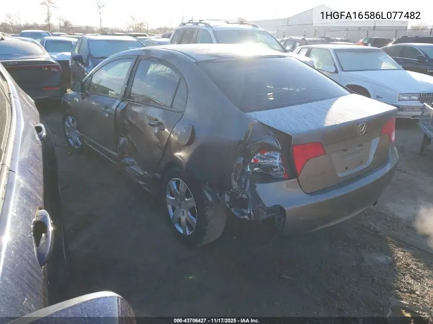 1HGFA16586L077482 2006 Honda Civic Lx