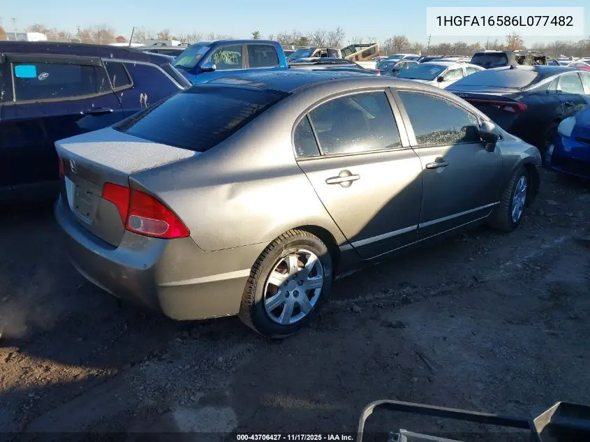 1HGFA16586L077482 2006 Honda Civic Lx