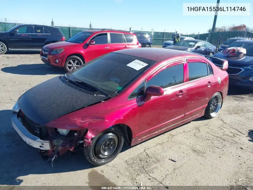 1HGFA15536L114746 2006 Honda Civic Lx