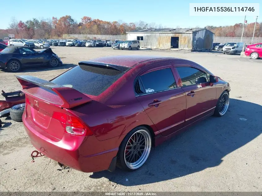 1HGFA15536L114746 2006 Honda Civic Lx