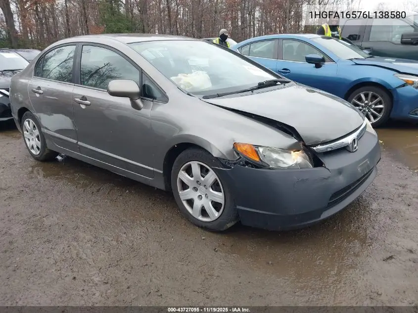1HGFA16576L138580 2006 Honda Civic Lx