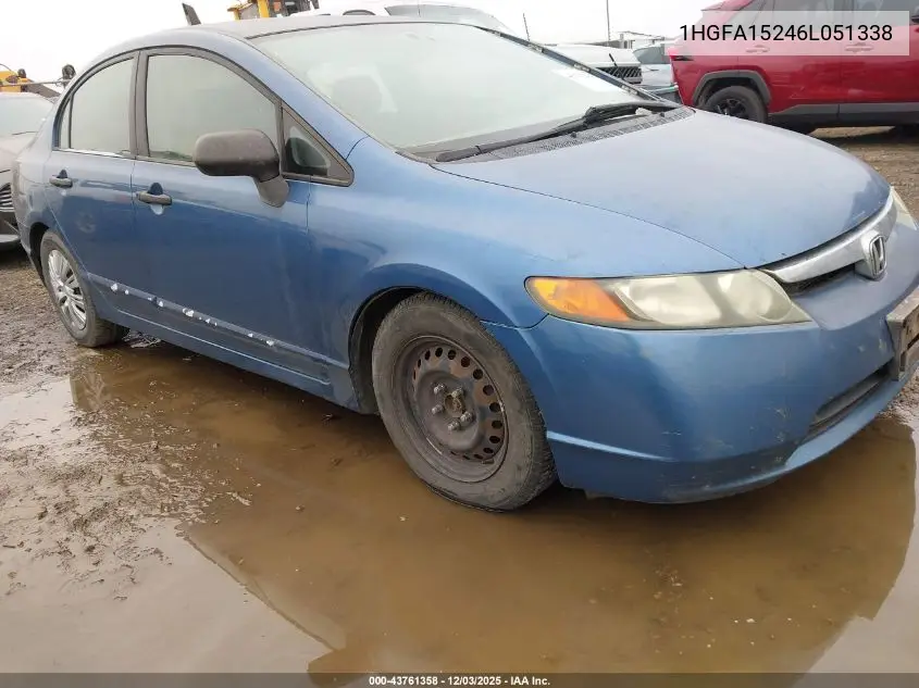 1HGFA15246L051338 2006 Honda Civic Dx
