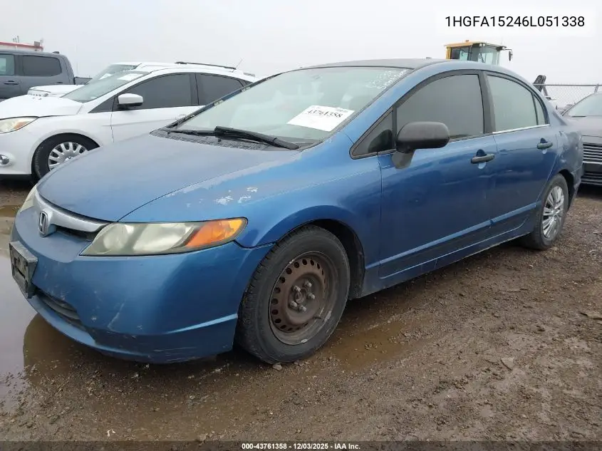 1HGFA15246L051338 2006 Honda Civic Dx