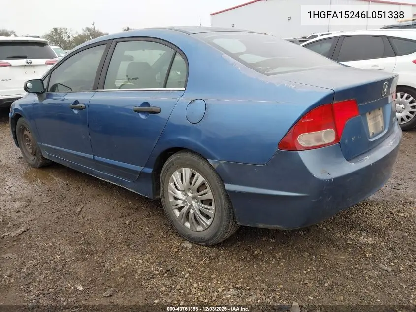 1HGFA15246L051338 2006 Honda Civic Dx