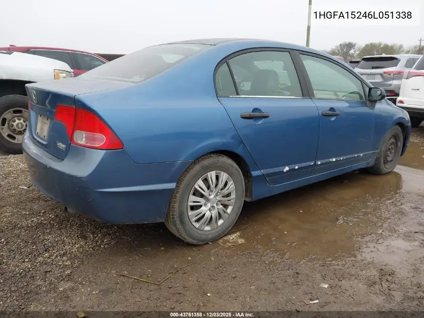 1HGFA15246L051338 2006 Honda Civic Dx