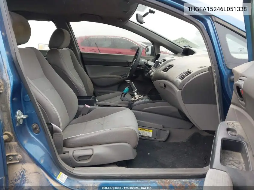 1HGFA15246L051338 2006 Honda Civic Dx