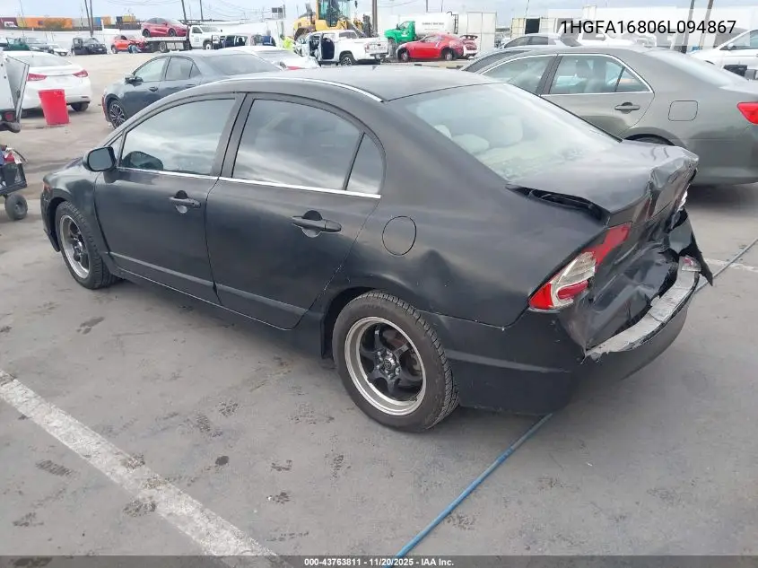 1HGFA16806L094867 2006 Honda Civic Ex