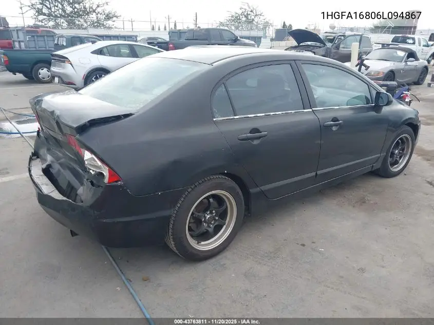 1HGFA16806L094867 2006 Honda Civic Ex