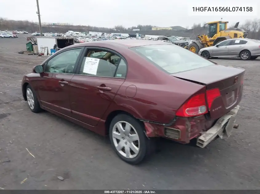 1HGFA16566L074158 2006 Honda Civic Lx