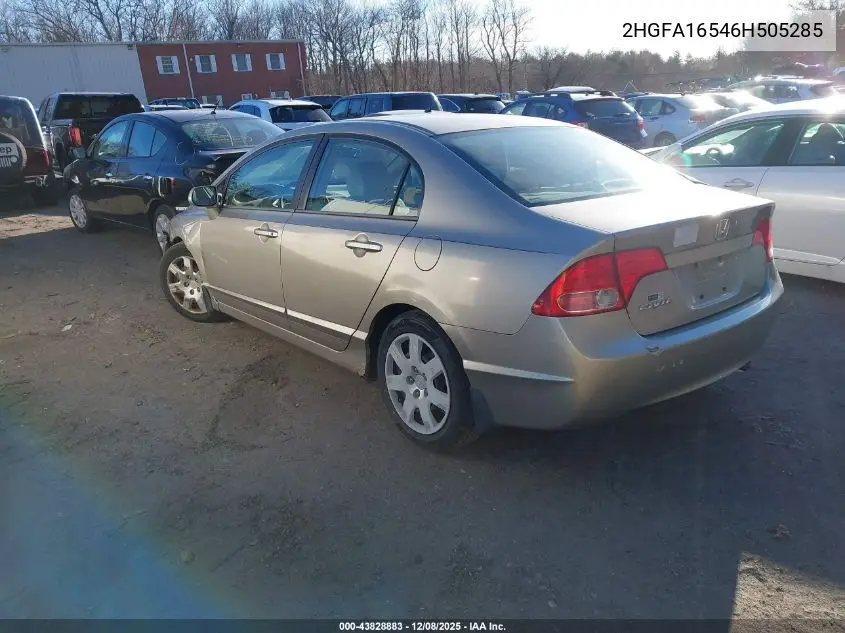 2HGFA16546H505285 2006 Honda Civic Lx