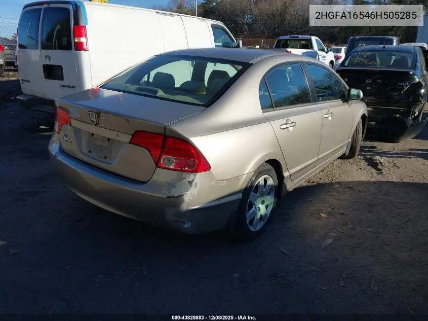 2HGFA16546H505285 2006 Honda Civic Lx