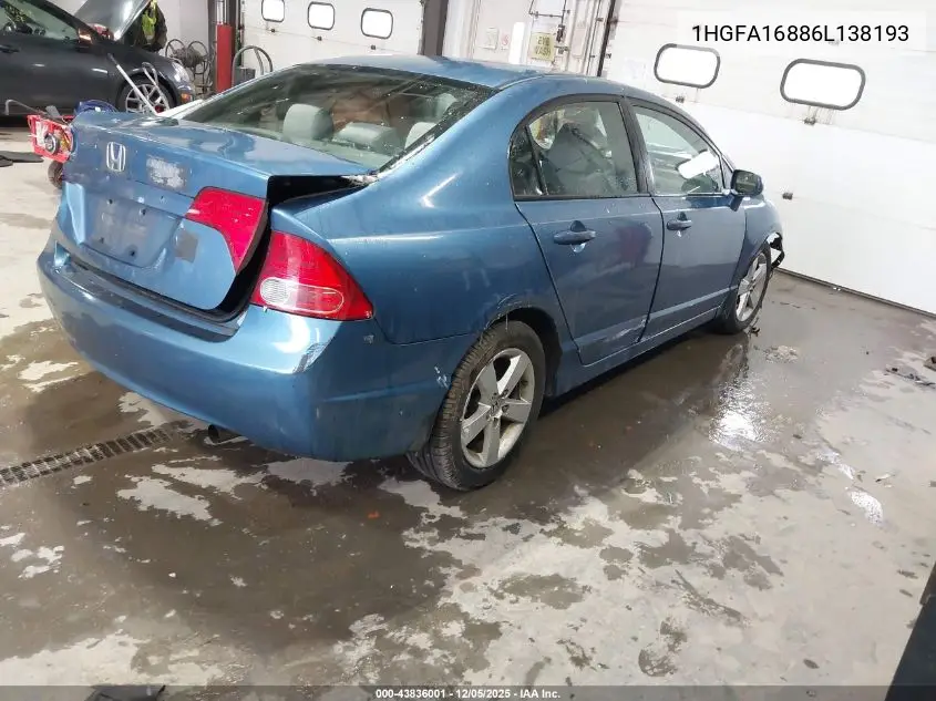 1HGFA16886L138193 2006 Honda Civic Ex