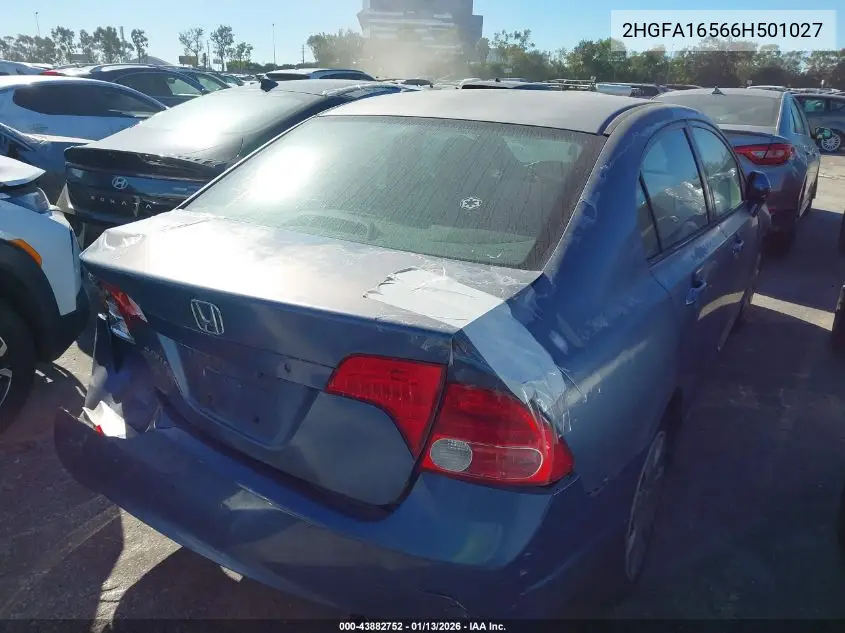 2HGFA16566H501027 2006 Honda Civic Lx