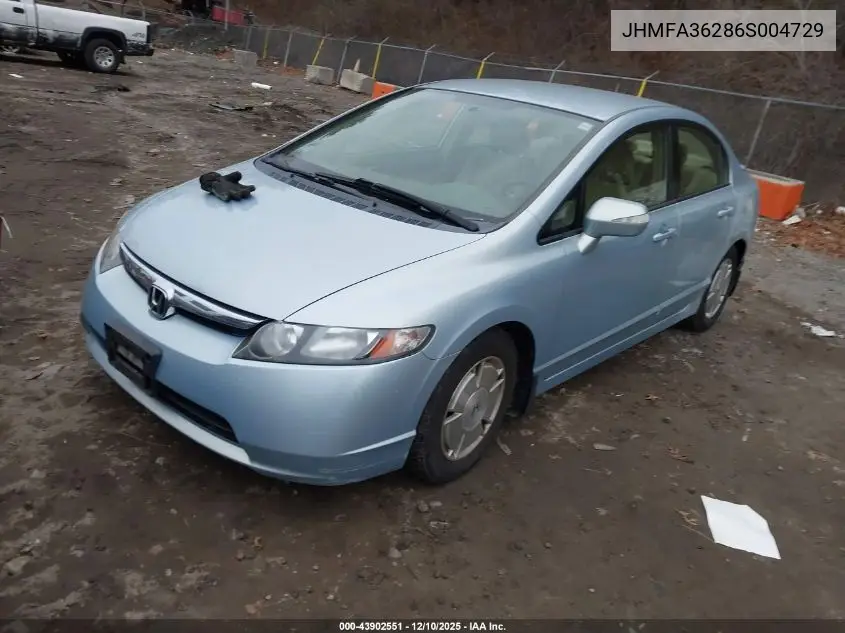 JHMFA36286S004729 2006 Honda Civic Hybrid