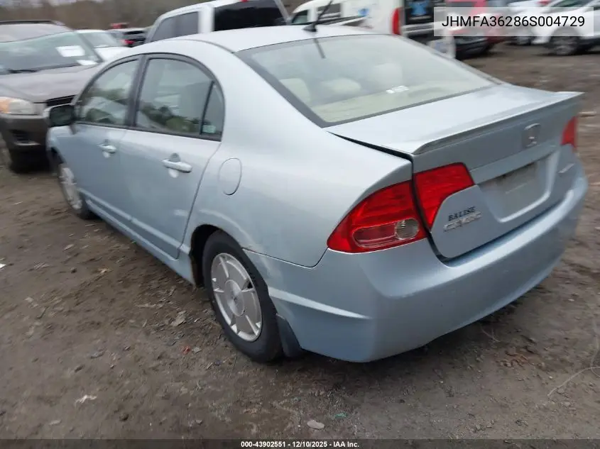 JHMFA36286S004729 2006 Honda Civic Hybrid