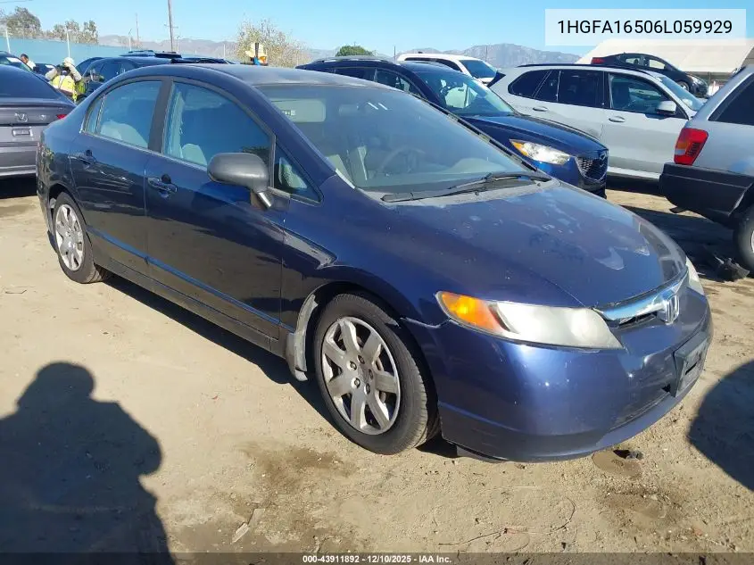 1HGFA16506L059929 2006 Honda Civic Lx