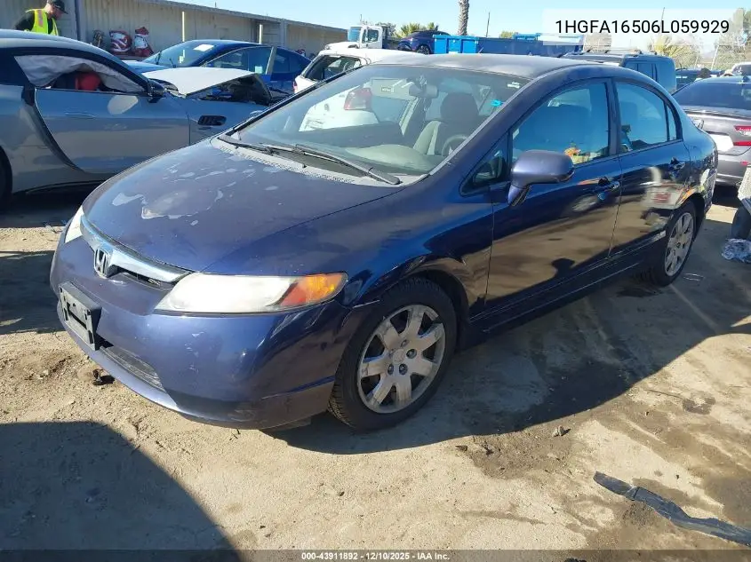 1HGFA16506L059929 2006 Honda Civic Lx