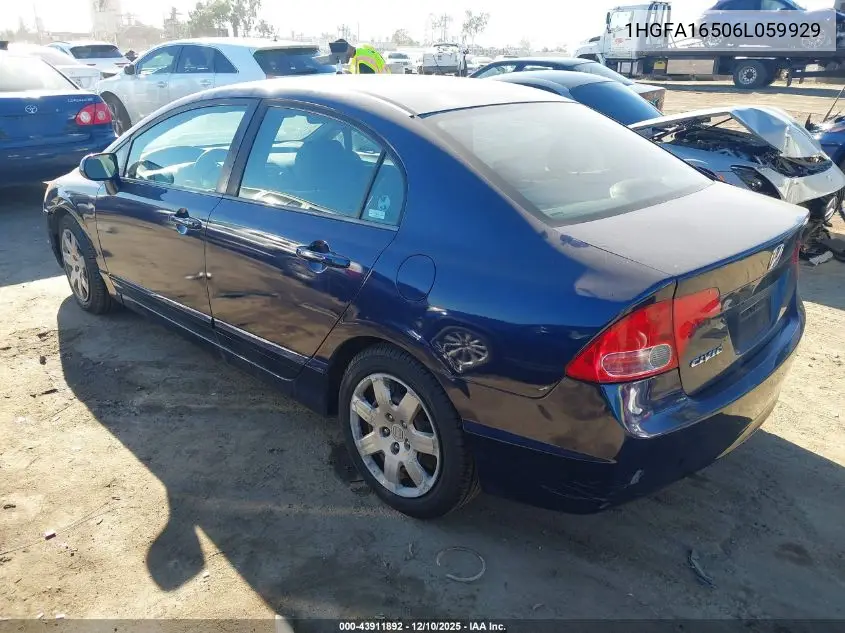 1HGFA16506L059929 2006 Honda Civic Lx