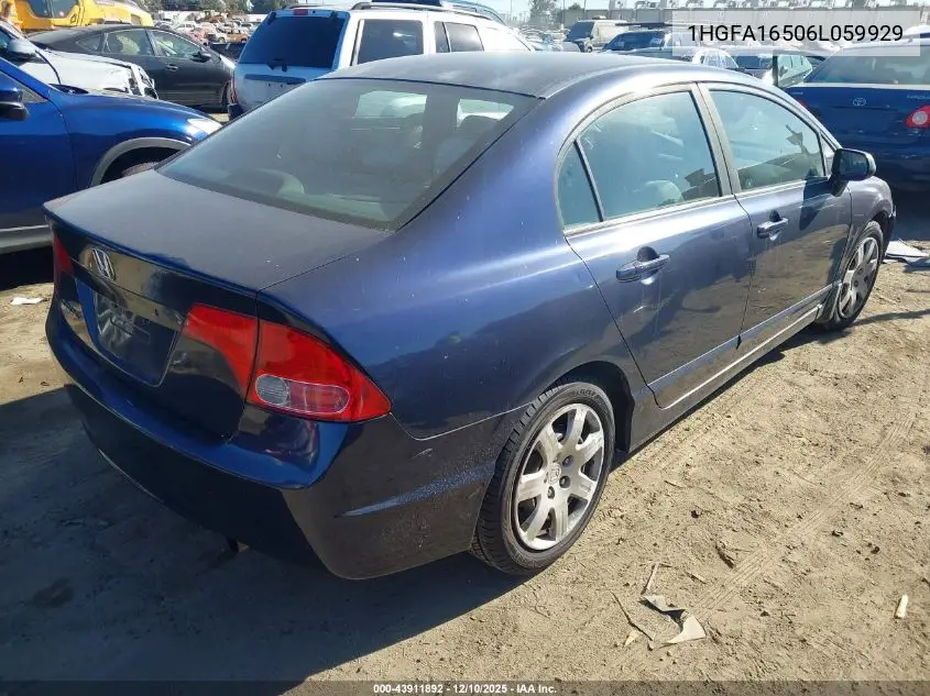 1HGFA16506L059929 2006 Honda Civic Lx