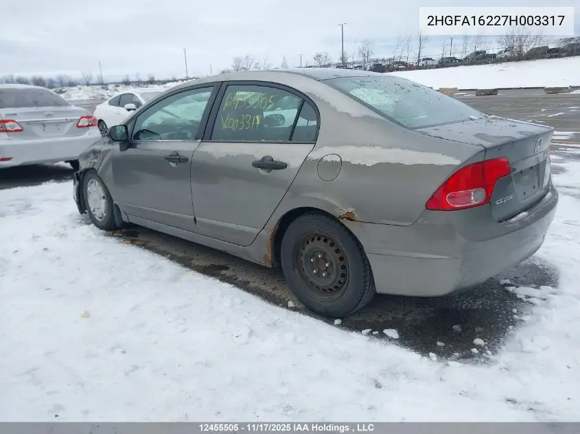 2HGFA16227H003317 2007 Honda Civic