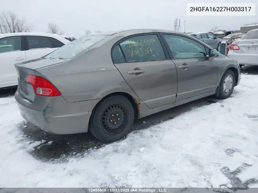 2HGFA16227H003317 2007 Honda Civic