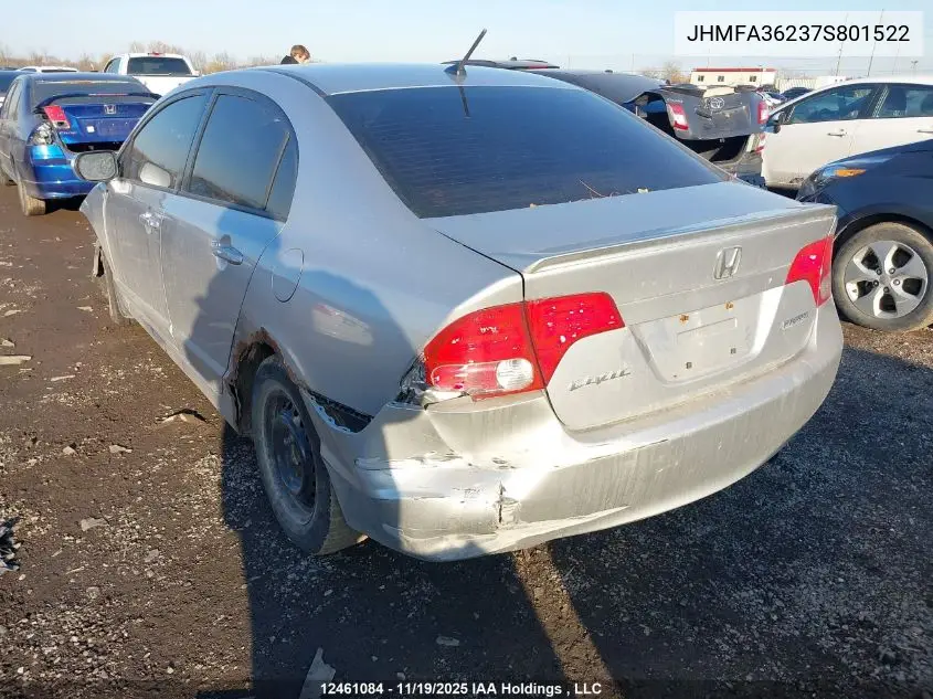 JHMFA36237S801522 2007 Honda Civic Hybrid