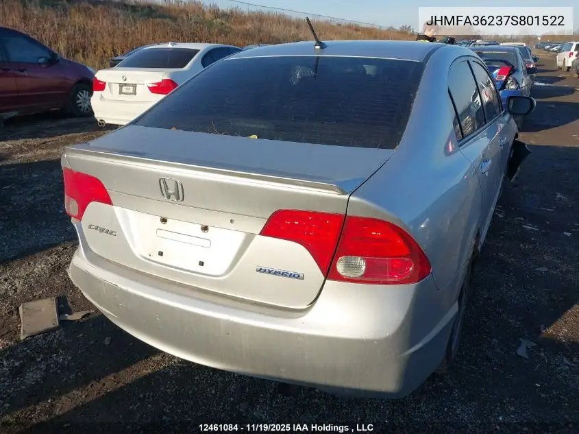 JHMFA36237S801522 2007 Honda Civic Hybrid