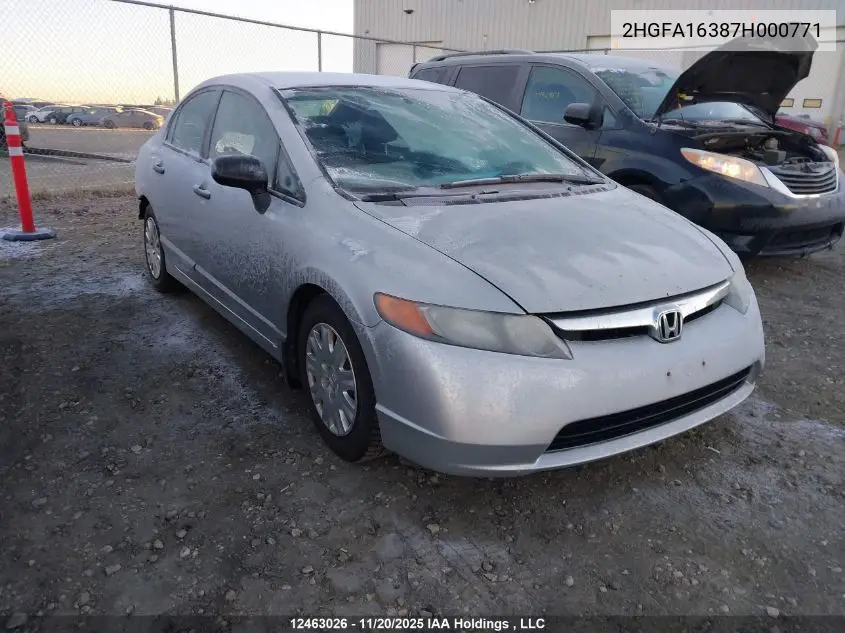 2HGFA16387H000771 2007 Honda Civic Dx