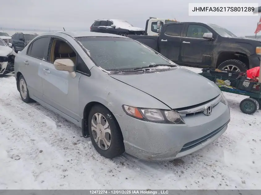 JHMFA36217S801289 2007 Honda Civic Hybrid