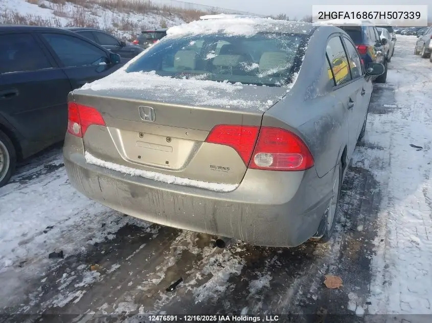 2HGFA16867H507339 2007 Honda Civic Ex 4Dr
