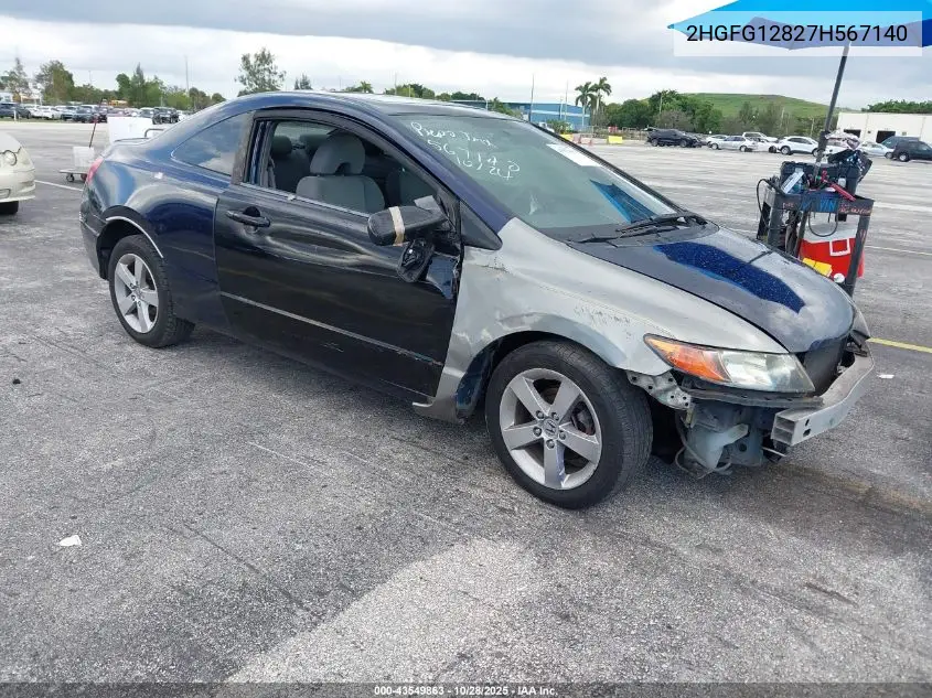 2HGFG12827H567140 2007 Honda Civic Ex