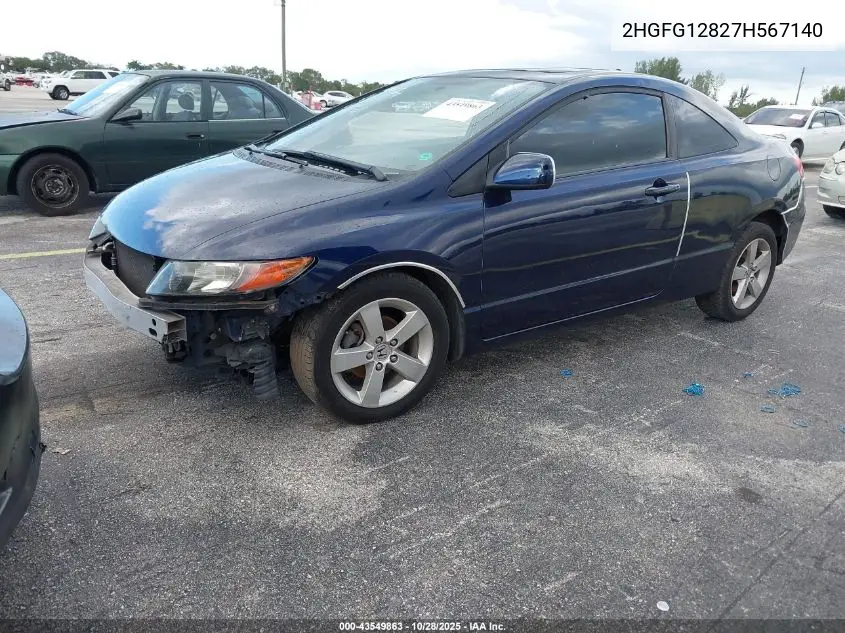 2HGFG12827H567140 2007 Honda Civic Ex