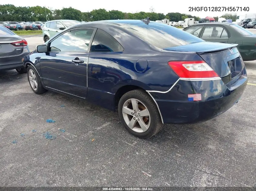 2HGFG12827H567140 2007 Honda Civic Ex