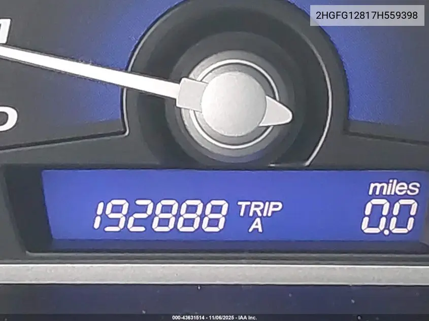 2HGFG12817H559398 2007 Honda Civic Ex